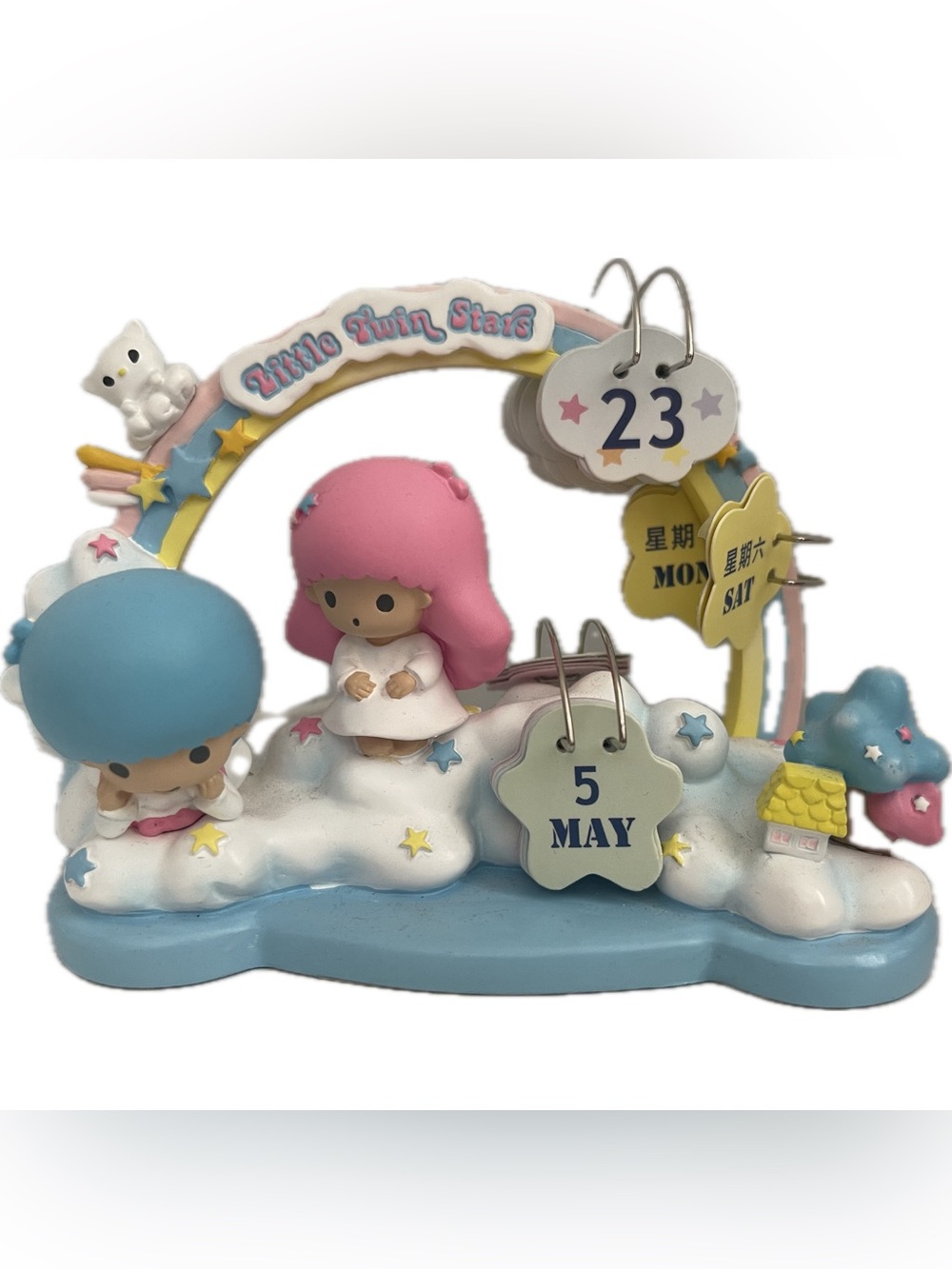Little Twin Stars Perpetual Desk Calendar - Pink & Blue Collectible